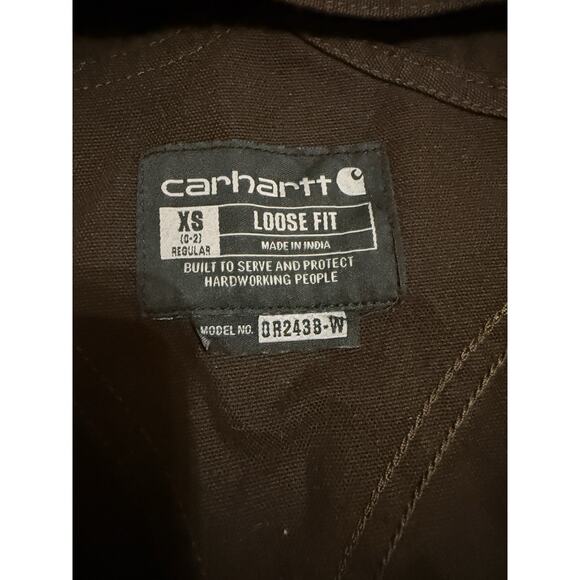 Carhartt Women’s Duck Bib Overalls OR2438-W XS Regular Loose Fit Dark Brown - Picture 5 of 7